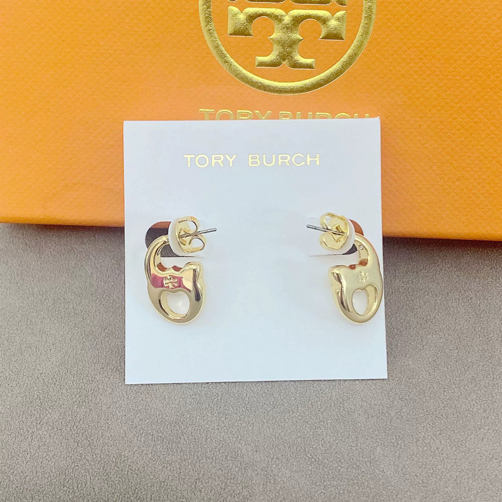 Tory Burch Copper Gold Plated Geometric Ear Studs